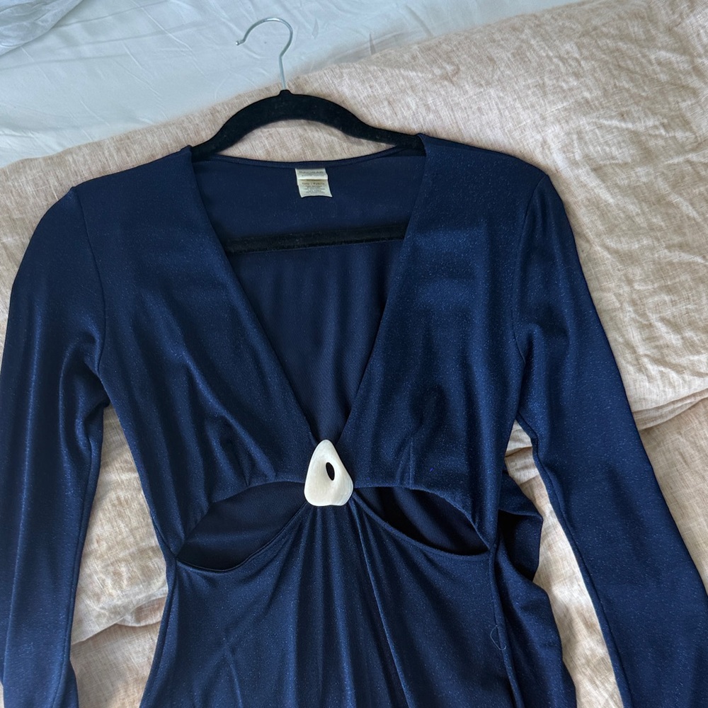 Baobab Navy Long Sleeve Cutout Dress with Center Accent